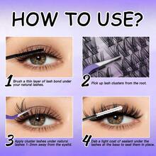 300pcs Cartoon Style D-Curl Mixed Length Faux Mink Single Cluster False Eyelashes, Fine Stem Fluffy Dense Segmented Lashes, Suitable For Halloween Cosplay Party Makeup - D - View 7