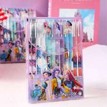 Hasbro 12 buah/kotak pulpen gel yang dapat dihapus bertema girl group K-POP Demon Hunter, desain kartun yang menyenangkan, tulisan halus, mudah dihapus dengan bersih, tampilan stylish, cocok untuk menulis sehari-hari dan dekorasi meja, kemasan kotak hadiah yang indah, sempurna untuk koleksi penggemar, dukungan, dan hadiah liburan. - Pulpen yang ditingkatkan - View 6