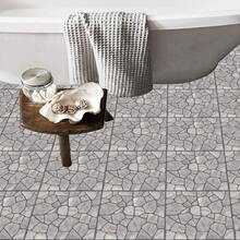 10pcs PVC Self-Adhesive Pebble Texture Floor/Wall Tiles, Modern Rustic Grey Faux Stone Design, Peel And Stick Removable Trimmable DIY Renovation, Suitable For Kitchen, Bathroom, Entryway, Balcony, Living Room Wall And Floor Decor - 10Pcs - View 6