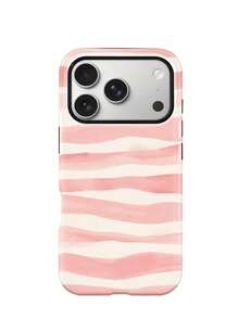 Soft Pink And Yellow Pastel Striped Case For IPhone18 Pro Max,17,17Pro Max,16Pro,15Pro Max,13pro,15,14,14Pro,13,12,11 - Pink and White Striped - View 1