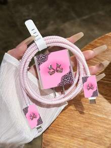Hot Girl Pink Leopard Bow Pattern, Casing Pelindung Charger Transparan untuk iPhone 18W/20W, Casing Pelindung Charger untuk iPhone 13/14/15, Set Pelindung Charger 20W, Casing Pelindung Kabel, Casing Pelindung Kepala Kabel Charging. Hadiah, Casing Pelindung Transparan, Casing Pelindung Charger - MultiWarna - View 4