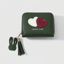1pc Exquisite Fresh Personalized Multi-Color Asymmetrical Rhinestone Water Drop Heart Flower Star Rabbit Leather DIY Card Holder Wallet, Suitable For Girls And Best Friends Daily Wear, Holiday Gift - Multicolor - View 7