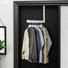 Basic Living 1pc/2pcs Over-The-Door Hook Hanger, Foldable Over-The-Door Storage Rack, Space-Saving Hanging Storage Rack, Suitable For Bedroom, Bathroom, Hanging Clothes, Coats, Towels, Black - A - View 9