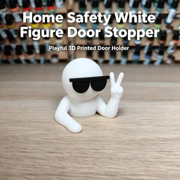 1pc/1set White Fashion Glasses Shaped Door Stopper, Fun Plastic Non-Slip Door Stop, For Wooden Doors And Floors In Bedroom And Office, Cute Healing Home Decor, Practical Decoration For Renting And Home, Unique Soft Furnishing Accessory For Christmas And Birthday Gifts