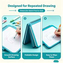 Portable Children's Drawing Board Set, Reusable Watercolor Sketch Board With 1 Watercolor Marker, Foldable Educational Writing Board, Suitable For Children's Home, Travel, Party DIY Creative Activity Board - Multicolor - View 2