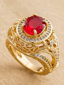 1pc Vintage Cubic Zirconia Ring For Women, Wedding Engagement Party Jewelry, Valentine's Day Gift - 1# - View 7