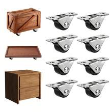 Mini Fixed Casters And Screws, Low-Profile Design, Compact And Silent One-Way Wheels, Rubber Rollers With Steel Top Plates, Suitable For Small Appliances, Furniture, DIY Projects, Storage Boxes, Etc. - A - View 1
