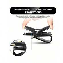 Car Sun Visor Glasses Holder - Magnetic Buckle Leather Material, One-Hand Operation, Non-Destructive Installation, Suitable For All Car Models, Car Interior Glasses Holder And Card Holder - Eyeglasses Clip - View 7