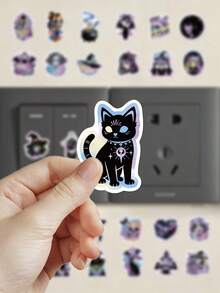 50pcs Halloween Witch Gothic Celestial Moon Stickers For Phone Case, Keyboard, Tablet, Diary, Notebook, Laptop, Planner, Guitar, Helmet, Skateboard - Halloween Witch Gothic Celestial Moon - View 4