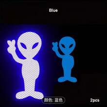 2pcs Neon Reflective Safety Stickers, Fun Alien Design - Suitable For Cars, Bicycles, Motorcycles, Backpacks - Night Visibility Decals, Durable Adhesive, Long-Lasting Reflection, Perfect For Vehicle Owners - Multicolor - View 7