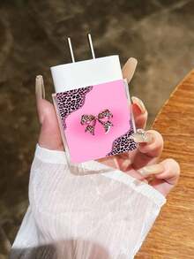 Hot Girl Pink Leopard Bow Pattern, Casing Pelindung Charger Transparan untuk iPhone 18W/20W, Casing Pelindung Charger untuk iPhone 13/14/15, Set Pelindung Charger 20W, Casing Pelindung Kabel, Casing Pelindung Kepala Kabel Charging. Hadiah, Casing Pelindung Transparan, Casing Pelindung Charger - MultiWarna - View 3