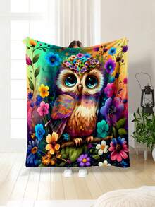 Soft & Comfortable 280gsm Blanket, Animal & Floral Print Pattern, Outdoor Camping Leisure Blanket, Multi-Purpose Blanket For Sofa, Bed And More, Suitable For Home, Picnic, Travel, All Seasons, Modern Style, Polyester, Machine Washable - Multicolor - View 8