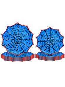 12/24/48pcs Spider Web Paper Plates, Blue & Red Spider Web Shaped Disposable Plates, Spider Theme Party Supplies, Halloween Party Tableware, Suitable For Birthday Celebration, Costume Party, Horror Gathering, Cake Dessert Snack Serving Table Decoration - Spider Web - View 3