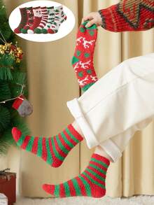 1/6 Pairs Of Women's Christmas Cold Resistant And Warm Home Soft Floor Socks, Fall Socks Christmas Stockings Coral Fleece Socks Cross-Border Couples - Multicolor - View 1