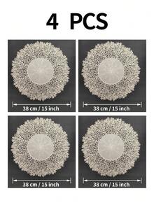 2pcs/4pcs/6pcs 15 Inch Round Gold Coral Hollow PVC Placemats, Heat-Resistant Table Mats For Wedding, Banquet, Valentine's Day, Mother's Day, Party, Restaurant, Hotel Dining Table Decor - Multicolor - View 14