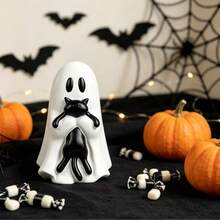 1PC Halloween Playful Ghost Black Cat Resin Figurine - Ghost Hugging a Black Cat - View 4