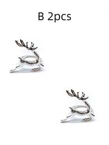 2/4pcs Three-Dimensional Reindeer-Shaped Napkin Rings - Christmas Party Table Decorations, Holiday Party Gifts, Christmas, Camping Essentials, Festival, Room Decor, Party Decorations, Wedding Decorations, Home Decor And Accessories - Multicolor - View 7