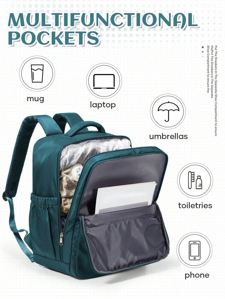 Large Capacity Travel Vacuum Backpack, Practical Laptop Bag, Fits 14-15.6 Inch Laptop, Vacuum Compression Backpack With Manual Air Pump, Suitable For Daily Casual Use, Unisex Travel Backpack, Size 40*30*20cm, Features Dry/Wet Separation Pocket & Comfortable Back Design, Suitable As Carry-On Luggage, Unisex, Men's And Women's Commuter Backpack, Outdoor Backpack, Campus Backpack, Commuter Backpack, Travel Backpack, Weekend Bag - Multicolor - View 7