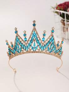 1pc Bridal Wedding Crown Headpiece Crystal Rhinestone Hair Hoop New Style Tiara - 44023 Lake Blue - View 8