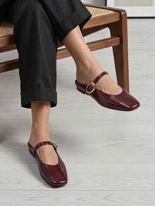 Women Flats - Burgundy - View 2