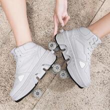 Sepatu Roda Transformasi 4 Roda Unisex, Sepatu Roda dengan Roda untuk Berjalan dan Berseluncur, Sepatu Roda Inline - Putih - View 5