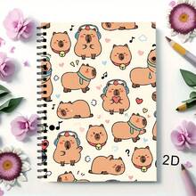 1PC Capybara Pattern A5 Spiral Bound Notebook, Suitable For School And Office Use, Can Be Used As Notepad, Sketchbook, Christmas Gift - A5 - View 2