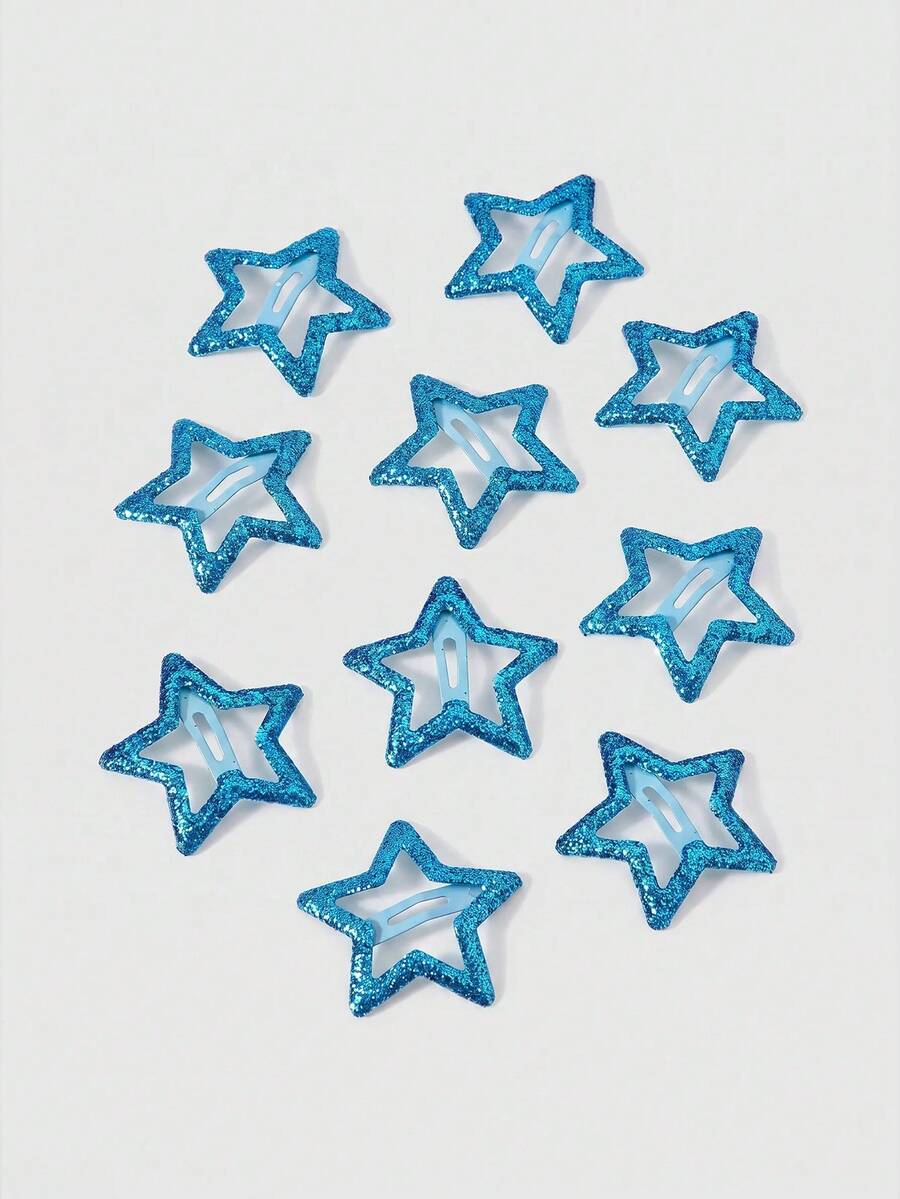 MortiRose 20pcs Women Glowing Silver Star Hair Clips, Hair Accessories Including Bangs Clips, Luminous Hair Clips For Concerts & Parties Claw Clips Hair Claws - Blue - View 1
