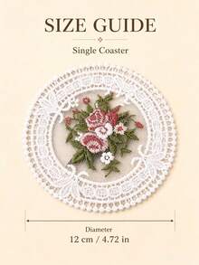 1pc Vintage Floral Lace Coaster Set, Romantic Embroidered Coasters, Coffee Table Decor - Multicolor - View 6