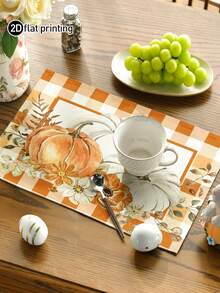 4pcs,6pcs,Autumn Harvest Pumpkin Thanksgiving Table Placemats,Rectangular Tablecloth,Washable,Suitable For Family Dinner,Coffee Table,Durable Kitchen And Dining Room Decor,Table Decoration Party And Scene Decor,Home Decor - Multicolor - View 10