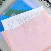 3D 3-Layer Waterproof A4 Transparent Snap Button File Bag, PP Document Organizer For Meeting Tickets, Exam Papers And Classified Storage - Multicolor - View 2