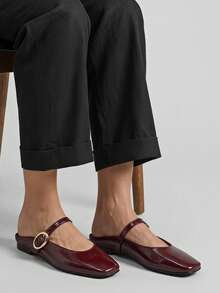 Women Flats - Burgundy - View 3