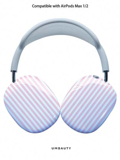 GIIPPA Glossy Hard Ear Cup Protective Cover, Striped Pattern, Unisex Anti-Scratch Shell Compatible With AirPods Max 1/2 Oval Over-Ear Headphones For Daily Commute, Campus, Cafe, Travel, Picnic And Other Scenes, Matching Accessories