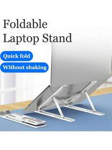 ABS Folding Laptop Stand, Multi-Position Height And Angle Adjustable, Compatible With Various Laptop Sizes; Full Silicone Anti-Slip Soft Padding, Support Feet And Back Panel Fully Covered With Anti-Slip Pads, Anti-Slip And Anti-Scratch To Protect Devices. Hollow Triangular Support Structure Provides Ventilation Space, Accelerates Laptop Cooling, Reduces Overheating - Multicolor - View 5