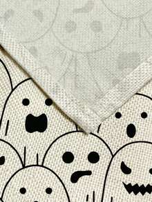 1pc Halloween Series Pattern Printed Table Runner, 4pcs Halloween Pattern Printed Placemats, Suitable For Holiday, Party, Birthday, Dinner, Kitchen Dining Table Decoration, All-Season Room Decor, Home Textile Decoration Table Runner - Multicolor - View 3