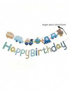 Birthday Banner Decoration Set, Colorful Paper Cartoon Vehicle Theme, Multi-Purpose Party Sign, Suitable For Various Occasions, Length 3.05m/9.75m - Multicolor - View 7