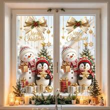 1pc Christmas Santa Claus Snowman Gift Box Star Window Sticker, Electrostatic Adsorption Removable Double-Sided Visible PVC Glass Decal, For Living Room Bedroom Door Window Glass Decoration, Christmas Decor - Multicolor - View 8