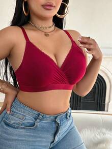 Plus Size Wireless Unpadded Bra - Burgundy - View 5