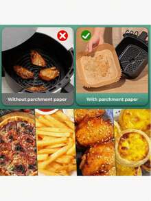 100pcs Square Oil-Absorbing Paper, Specially Designed For Air Fryers, Suitable For Home Use. This High-Temperature Resistant Silicone Paper Is Perfect For Ovens, Air Fryers And Other Appliances. - Multicolor - View 7