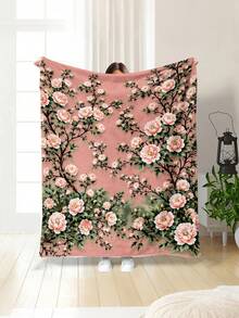 1pc Soft & Comfortable Modern Floral Pattern Blanket, 2D Printed Flannel Throw, Office Nap Blanket, Sofa & Bed Decorative Blanket, Outdoor Camping Leisure Blanket, Suitable As Gift For Family & Friends - Multicolor - View 10