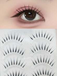 Girl Group Style False Eyelashes, One-Piece A-Shape Little Devil Style Eye Makeup, Japanese Natural Style, Girly Makeup Look, False Eyelashes, Natural Look, Simulated Transparent Upper Eyelashes - View 1