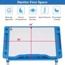 OffiClever Mesa de Estudiante Ajustable con computadora Inclinado, cajón de Almacenamiento Espacioso para estudiar Lectura y Dibujo, Color Azul - Azul - Ver 2