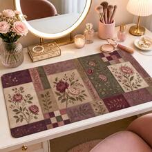 Grey Rose Patchwork Extended Mouse Pad, Cozy Quilted Garden Style Desk Mat, Soft Floral Pattern Computer Pad, Wide Keyboard Mat, Suitable For Country Style Office, Dorm, Laptop Setup, Handmade Decor, Gift, Non-Slip Rubber Bottom - View 26