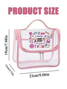 Waterproof Transparent Hair Care Product Storage Bag With Cartoon Printing Portable Hand Wash Bag,Items Are Clear At A Glance, No Need To Search For Hair Rings, Combs, Items Are Clear At A Glance, No Need To Search For Hair Rings, Combs - Multicolor - View 11