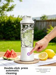 Portable 2-In-1 Juicer Cup, Direct Drinking, Wireless Type-C Charging, 1500mAh Battery, 40W, 12-Blade, 30s Quick Juicing, Travel Blender Cup - Multicolor - View 7