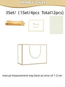 Tas Kado Putih Elegan dengan Pinggiran Emas, Set Kemasan Kado Mewah Termasuk Pita, Kartu Ucapan, dan Kertas Tisu, Tas Kado Kertas yang Dapat Digunakan Kembali, Cocok untuk Pernikahan, Ulang Tahun, Hari Jadi, Kado Pengiring Pengantin, Perlengkapan Kemasan Kado Liburan - Beraneka warna - View 19
