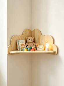 1pc Wooden Color Cloud-Shaped Corner Storage Rackfor Kids Room Nursery Room Essentials - Multicolor - View 4