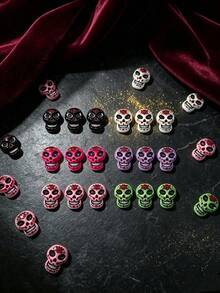 10-60pcs Skull Resin Charms, DIY Accessories, Flatback Cabochons For Jewelry Making, Hair Clips, Phone Case, Scrapbooking Decoration Supplies - Multicolor - View 5