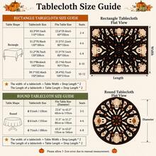 1pc,Vintage Halloween Tablecloth, Ghost Pumpkin Bat Black Cat Print Polyester Table Cover, Halloween Dining Table Decor For Kitchen, Party, Family Gathering And Holiday Home Decoration - B - View 2