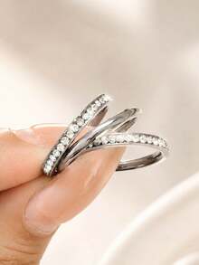 3er/Set Silber Luxus stapelbare Ringe glatte schlichte Band Ewige Paarringe minimalistischer Nischenschmuck Heiligabend, Weihnachten, Jahrestag, Neujahr, Geburtstagsgeschenk für Freundin, beste Freundin, Brautjungfer - Silber 2 - Übersicht 11