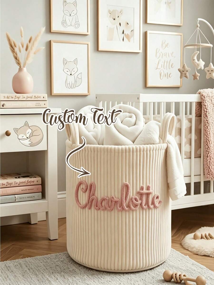 Large Capacity Foldable Customized Toy Storage Box With Name, Personalized Felt Toy Storage Basket, For Organizing Toys, Blankets, Leashes, Durable And Easy To Clean, Space-Saving, Playful Pet Design, Aesthetic Home - Multicolor - View 1
